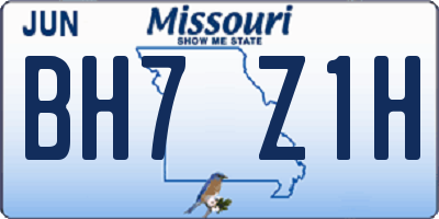 MO license plate BH7Z1H