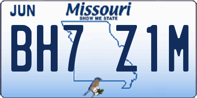 MO license plate BH7Z1M