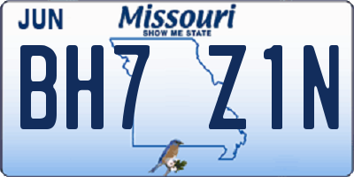MO license plate BH7Z1N