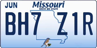MO license plate BH7Z1R