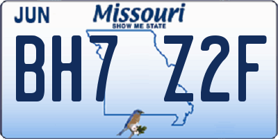 MO license plate BH7Z2F