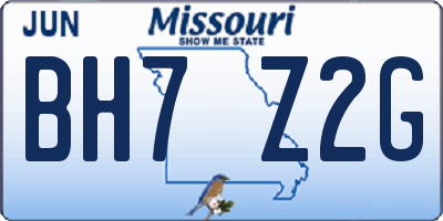 MO license plate BH7Z2G