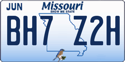 MO license plate BH7Z2H