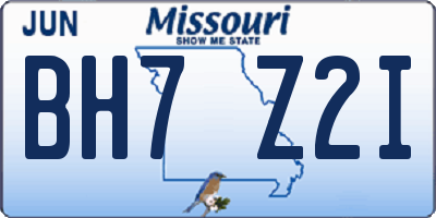 MO license plate BH7Z2I
