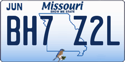 MO license plate BH7Z2L