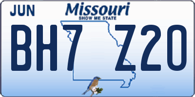 MO license plate BH7Z2O
