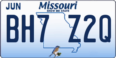 MO license plate BH7Z2Q