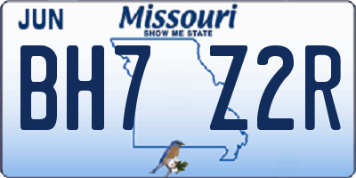 MO license plate BH7Z2R