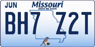 MO license plate BH7Z2T