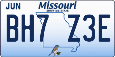 MO license plate BH7Z3E