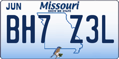 MO license plate BH7Z3L
