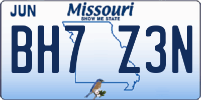 MO license plate BH7Z3N
