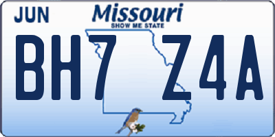 MO license plate BH7Z4A