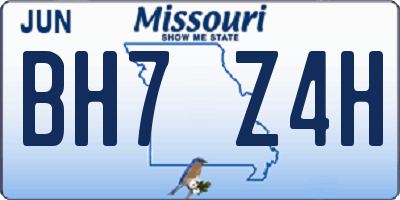 MO license plate BH7Z4H