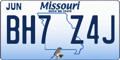 MO license plate BH7Z4J
