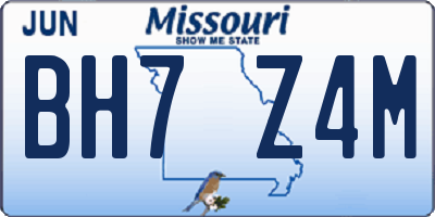 MO license plate BH7Z4M