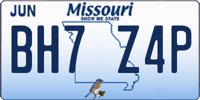 MO license plate BH7Z4P