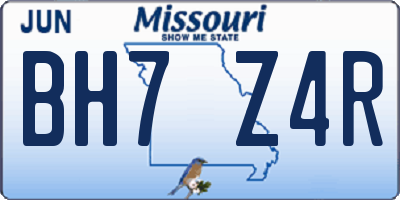 MO license plate BH7Z4R