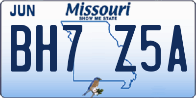 MO license plate BH7Z5A