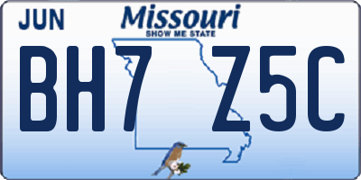 MO license plate BH7Z5C