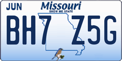 MO license plate BH7Z5G
