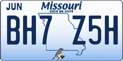MO license plate BH7Z5H