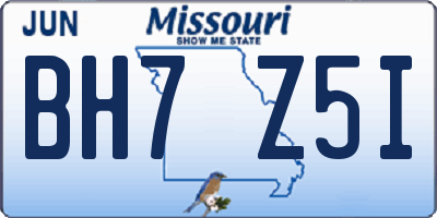 MO license plate BH7Z5I