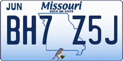MO license plate BH7Z5J