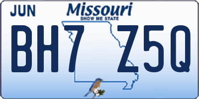 MO license plate BH7Z5Q