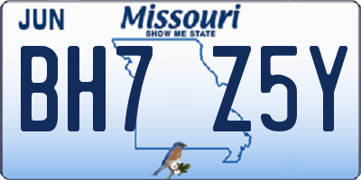 MO license plate BH7Z5Y