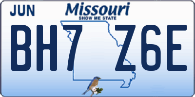 MO license plate BH7Z6E