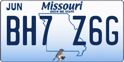 MO license plate BH7Z6G