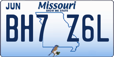 MO license plate BH7Z6L