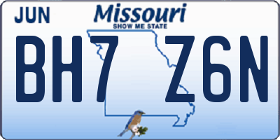 MO license plate BH7Z6N