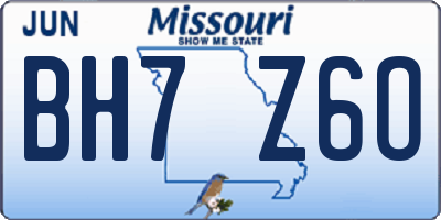 MO license plate BH7Z6O