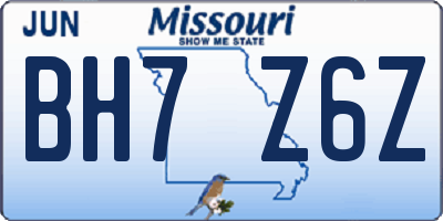 MO license plate BH7Z6Z