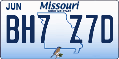 MO license plate BH7Z7D