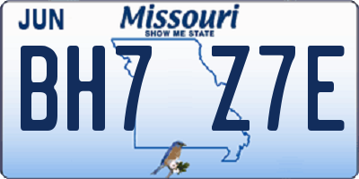 MO license plate BH7Z7E