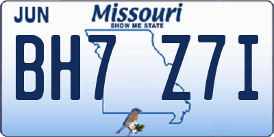 MO license plate BH7Z7I