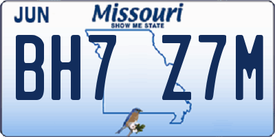 MO license plate BH7Z7M