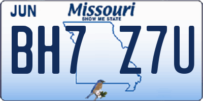 MO license plate BH7Z7U