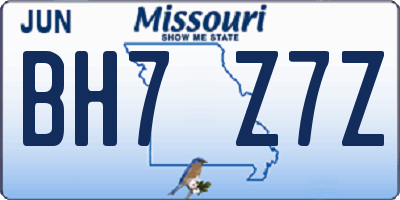 MO license plate BH7Z7Z
