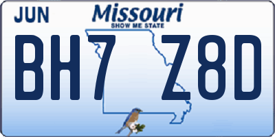 MO license plate BH7Z8D
