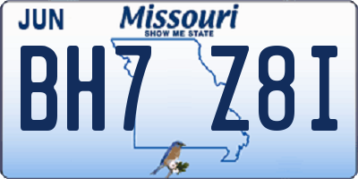 MO license plate BH7Z8I