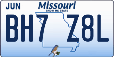 MO license plate BH7Z8L