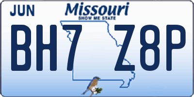 MO license plate BH7Z8P