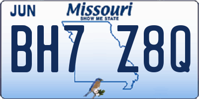MO license plate BH7Z8Q
