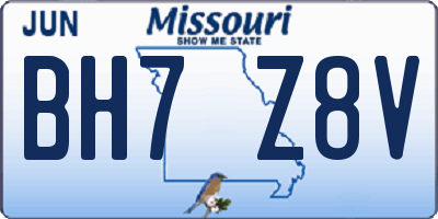 MO license plate BH7Z8V
