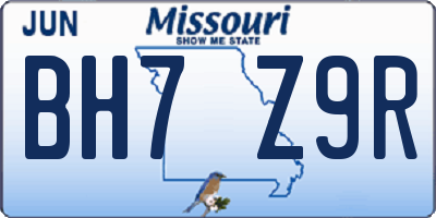 MO license plate BH7Z9R