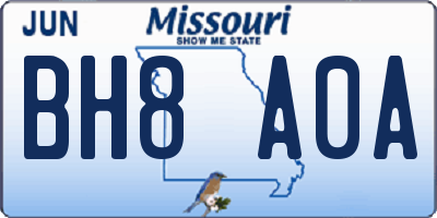 MO license plate BH8A0A